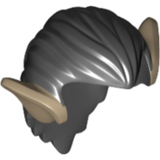 Minifigure, Hair Orc with Dark Tan Ears Pattern