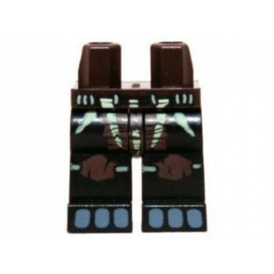 Hips and Black Legs with Dark Brown Loincloth with Yellowish Green Markings, Knee Pads and Sand Blue Toes Pattern
