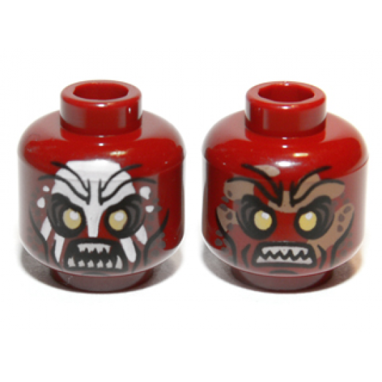Minifigure, Head Dual Sided LotR Uruk-hai Scowling / Handprint Pattern - Blocked Open Stud
