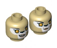 Minifigure, Head Dual Sided Alien Chima Lion Female Bright Light Orange Eyes, Black Nose, Neutral / Crooked Smile Pattern (Li'Ella) - Hollow Stud