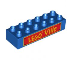 Duplo, Brick 2 x 6 with 'LEGO Ville' Text Pattern