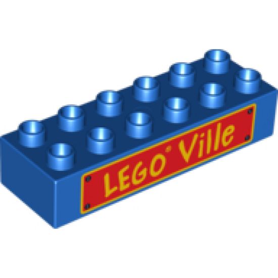Duplo, Brick 2 x 6 with 'LEGO Ville' Text Pattern