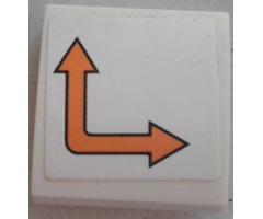 Slope, Curved 2 x 2 with Orange Bent Arrow Double on White Background Pattern Model Left Side (Sticker) - Set 60062
