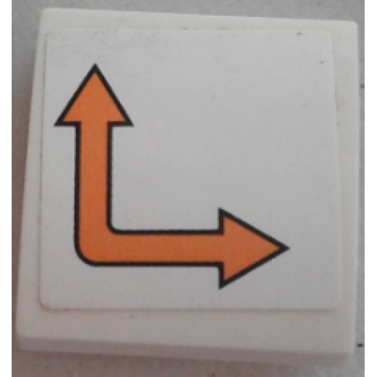 Slope, Curved 2 x 2 with Orange Bent Arrow Double on White Background Pattern Model Left Side (Sticker) - Set 60062
