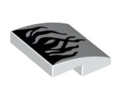 Slope, Curved 2 x 2 with Black Flames on White Background Pattern