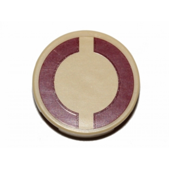 Tile, Round 2 x 2 with Bottom Stud Holder with Dark Red SW Semicircles on Tan Background Pattern (Sticker) - Sets 75043 / 75051 / 75234