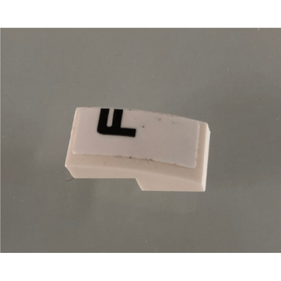 Slope, Curved 2 x 1 with Black Letter F on White Background Pattern Model Left Side (Sticker) - Set 42096