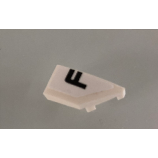 Wedge 2 x 1 with Stud Notch Right with Black Letter F on White Background Pattern (Sticker) - Set 42096