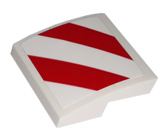 Slope, Curved 2 x 2 with Red and White Danger Stripes Pattern Model Left Side (Sticker) - Set 60198