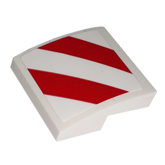Slope, Curved 2 x 2 with Red and White Danger Stripes Pattern Model Left Side (Sticker) - Set 60198
