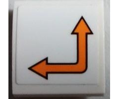 Slope, Curved 2 x 2 with Orange Bent Arrow Double on White Background Pattern Model Right Side (Sticker) - Set 60062