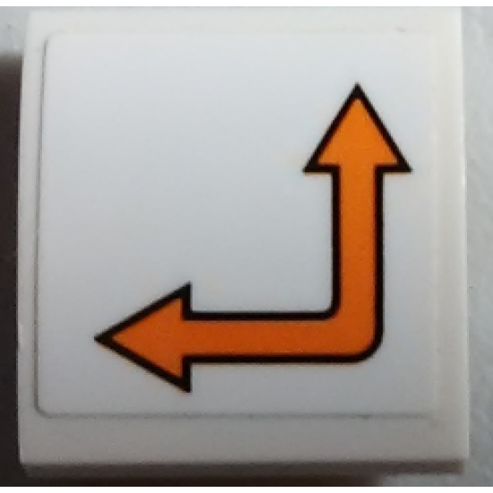 Slope, Curved 2 x 2 with Orange Bent Arrow Double on White Background Pattern Model Right Side (Sticker) - Set 60062