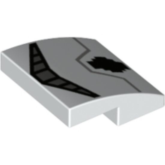Slope, Curved 2 x 2 with Black Pixelated Shape and Light Bluish Gray Angled Line Pattern (BrickHeadz Stormtrooper Breathing Mask)