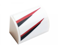 Slope, Curved 1 x 2 x 1 with Black and Red Stripe Pattern Model Left Side (Sticker) - Set 76896