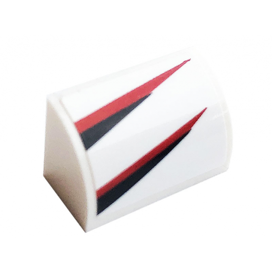 Slope, Curved 1 x 2 x 1 with Black and Red Stripe Pattern Model Left Side (Sticker) - Set 76896