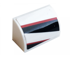 Slope, Curved 1 x 2 x 1 with Black and Red Stripes Pattern Model Right Side (Sticker) - Set 76896