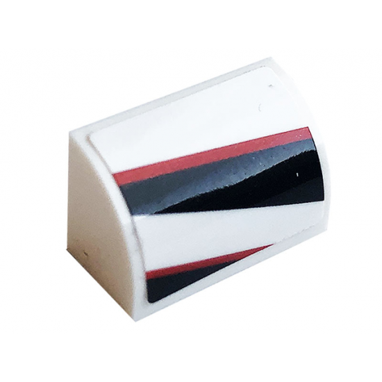 Slope, Curved 1 x 2 x 1 with Black and Red Stripes Pattern Model Right Side (Sticker) - Set 76896