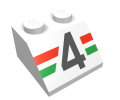 Slope 45 2 x 2 with Number 4 and Red & Green Stripes Pattern