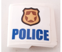 Slope, Curved 2 x 2 x 2/3 with Gold Badge and Blue 'POLICE' Pattern Model Right Side (Sticker) - Set 60140