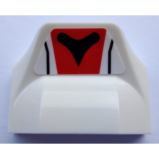 Slope, Curved 1 x 2 x 2/3 Wing End with Black Lines, Red Stripe and Letter V Pattern (Sticker) - Set 80012