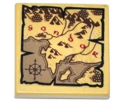 Tile 2 x 2 with Map Forests, Mountains and Red 'Gondor' Pattern (Sticker) - Set 79008