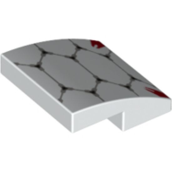 Slope, Curved 2 x 2 with Light Bluish Gray Scale Armor Outlines and Red Highlights Pattern