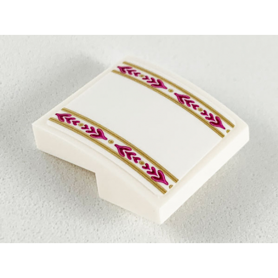 Slope, Curved 2 x 2 with Ornate Magenta and Gold Stripes Pattern (Sticker) - Set 41164