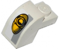 Slope, Curved 2 x 1 x 1 1/3 with Recessed Stud with Light Bluish Gray Stripe and Yellow Headlight Pattern (Sticker) – Set 75912