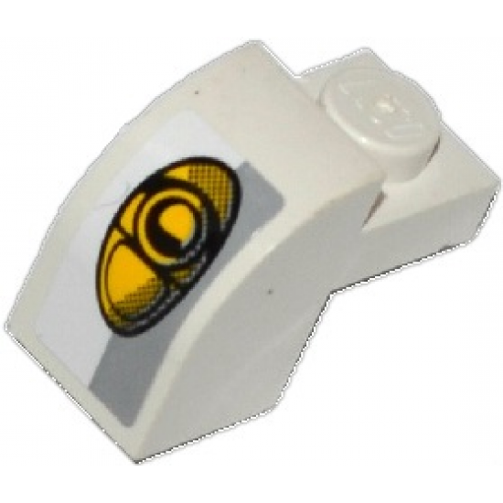 Slope, Curved 2 x 1 x 1 1/3 with Recessed Stud with Light Bluish Gray Stripe and Yellow Headlight Pattern (Sticker) – Set 75912