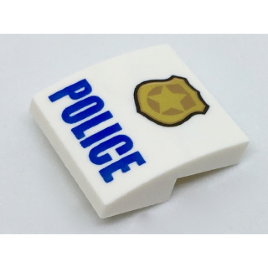 Slope, Curved 2 x 2 with Gold Badge and Blue 'POLICE' Pattern