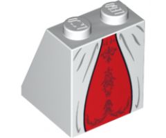 Slope 65 2 x 2 x 2 with Bottom Tube with Minifigure Dress/Skirt/Robe, Red Panel Pattern