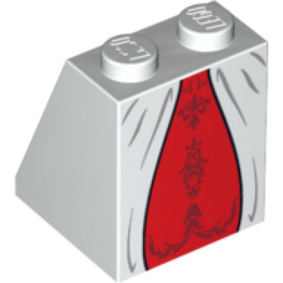 Slope 65 2 x 2 x 2 with Bottom Tube with Minifigure Dress/Skirt/Robe, Red Panel Pattern