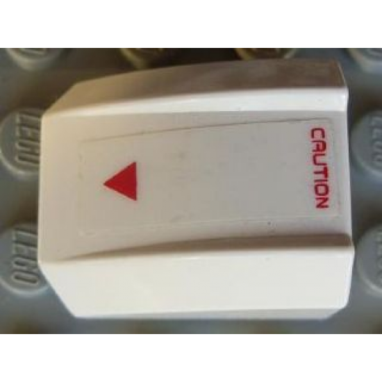 Slope, Curved 2 x 2 Lip with 'CAUTION' and Small Triangle Red on White Pattern (Sticker) - Set 7713