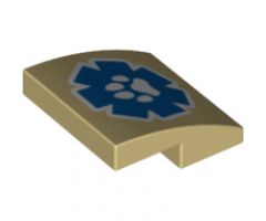 Slope, Curved 2 x 2 x 2/3 with White Paw Print on Blue Wildlife Rescue Logo Pattern