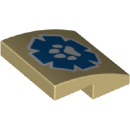 Slope, Curved 2 x 2 x 2/3 with White Paw Print on Blue Wildlife Rescue Logo Pattern