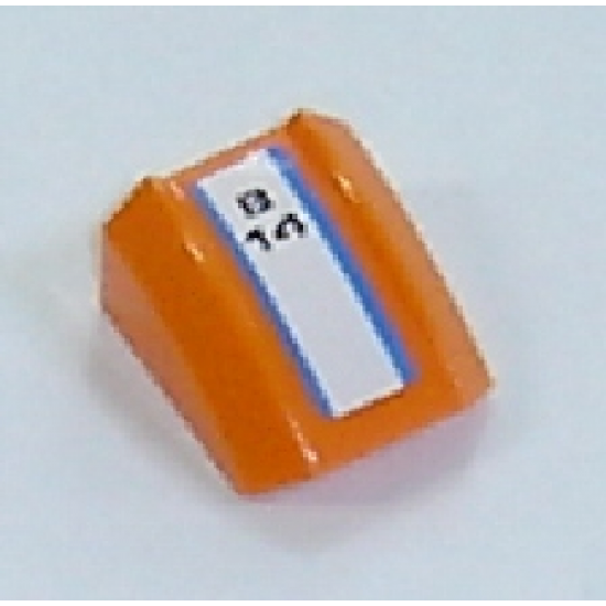 Slope, Curved 2 x 2 Lip with 2 Blue Stripes and 'B14' Pattern (Sticker) - Set 7737