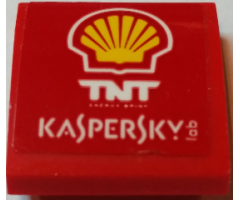 Slope, Curved 2 x 2 with Shell Logo, 'TNT Energy Drink' and 'KASPERSKY lab' Pattern (Sticker) - Set 75913