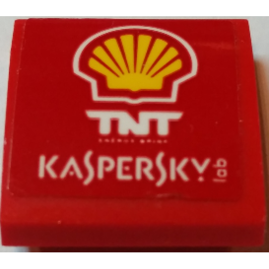 Slope, Curved 2 x 2 with Shell Logo, 'TNT Energy Drink' and 'KASPERSKY lab' Pattern (Sticker) - Set 75913