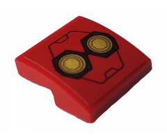 Slope, Curved 2 x 2 with Two Gold Rings and Iron Man Hulkbuster Armor Pattern (Sticker) - Set 76164