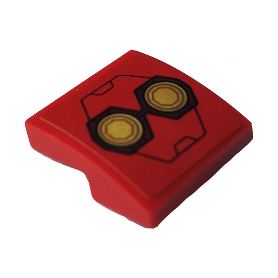 Slope, Curved 2 x 2 with Two Gold Rings and Iron Man Hulkbuster Armor Pattern (Sticker) - Set 76164