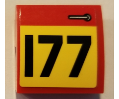 Slope, Curved 2 x 2 with Door Handle and Black Number 177 on Yellow Background Pattern Model Left Side (Sticker) - Set 75894