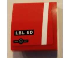 Slope, Curved 2 x 2 with 'LBL 6D' License Plate, Simplified MINI COOPER Logo and Angled White Stripe Pattern (Sticker) - Set 75894