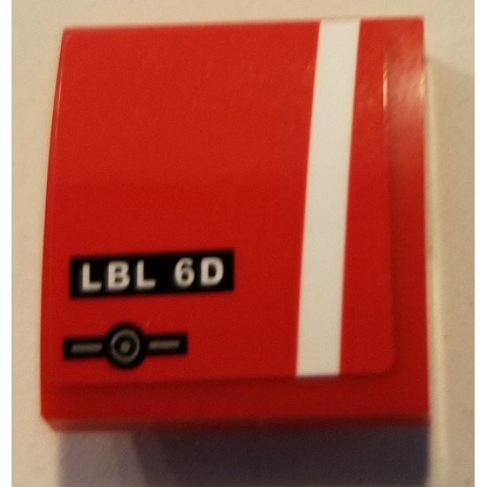 Slope, Curved 2 x 2 with 'LBL 6D' License Plate, Simplified MINI COOPER Logo and Angled White Stripe Pattern (Sticker) - Set 75894