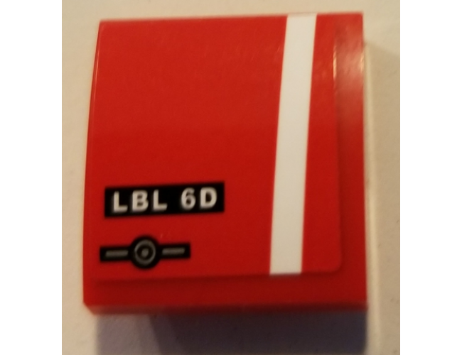 Slope, Curved 2 x 2 with 'LBL 6D' License Plate, Simplified MINI COOPER Logo and Angled White Stripe Pattern (Sticker) - Set 75894