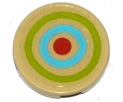 Tile, Round 2 x 2 with Bottom Stud Holder with Lime, Medium Blue and Red Target Pattern (Sticker) - Set 41051