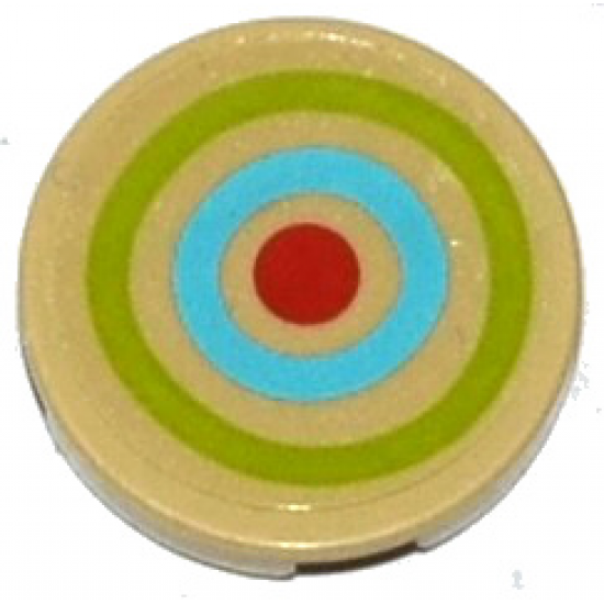 Tile, Round 2 x 2 with Bottom Stud Holder with Lime, Medium Blue and Red Target Pattern (Sticker) - Set 41051