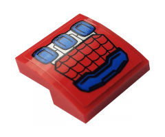 Slope, Curved 2 x 2 with Blue and Silver Spider-Man Mech Hand Armor with Web Pattern (Sticker) - Set 76146