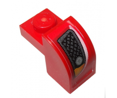 Slope, Curved 2 x 1 x 1 1/3 with Recessed Stud with Silver Grille and Orange Headlight on Red Background Pattern Model Right Side (Sticker) - Set 8185
