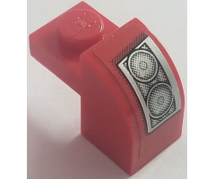 Slope, Curved 2 x 1 x 1 1/3 with Recessed Stud with Silver Headlight on Red Background Pattern Model Right Side (Sticker) - Set 8185