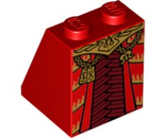 Slope 65 2 x 2 x 2 with Bottom Tube with Minifigure Dress/Skirt/Robe, Dark Red Armor and Gold Belt, Chains and Pendants Pattern